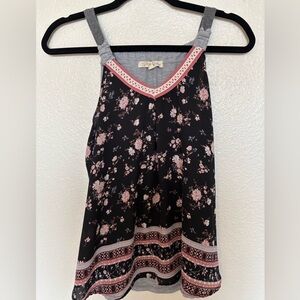 Black floral tank